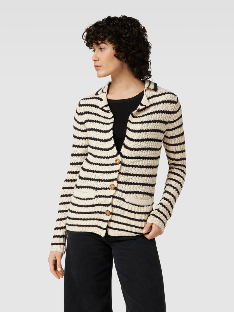 Strickcardigan mit Streifenmuster Modell 'Remone' in offwhite