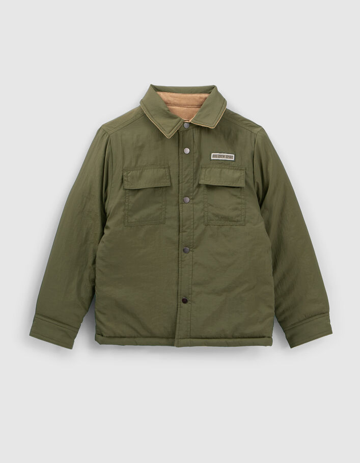 Veste réversible kaki et camel velours garçon