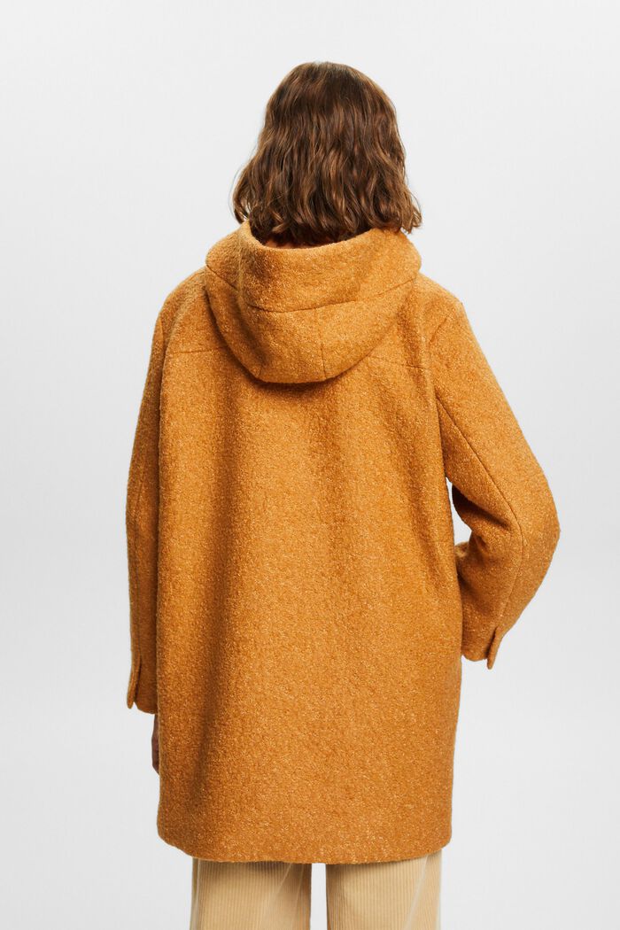 Bouclé Kapuzenmantel aus Wollmix