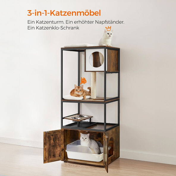 Kratzbaum mit erhöhtem Napfständer