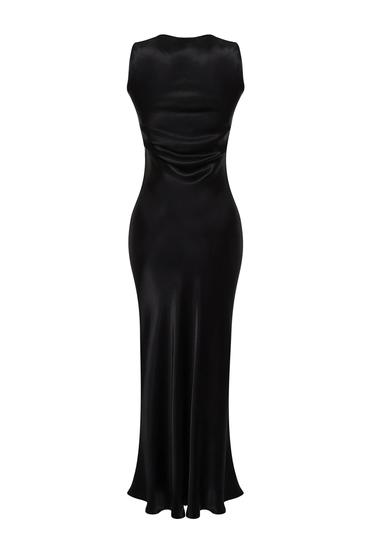 Trendyol Collection  Schwarzes, figurbetontes Midikleid aus gewebtem Satin TWOSS24EL00160