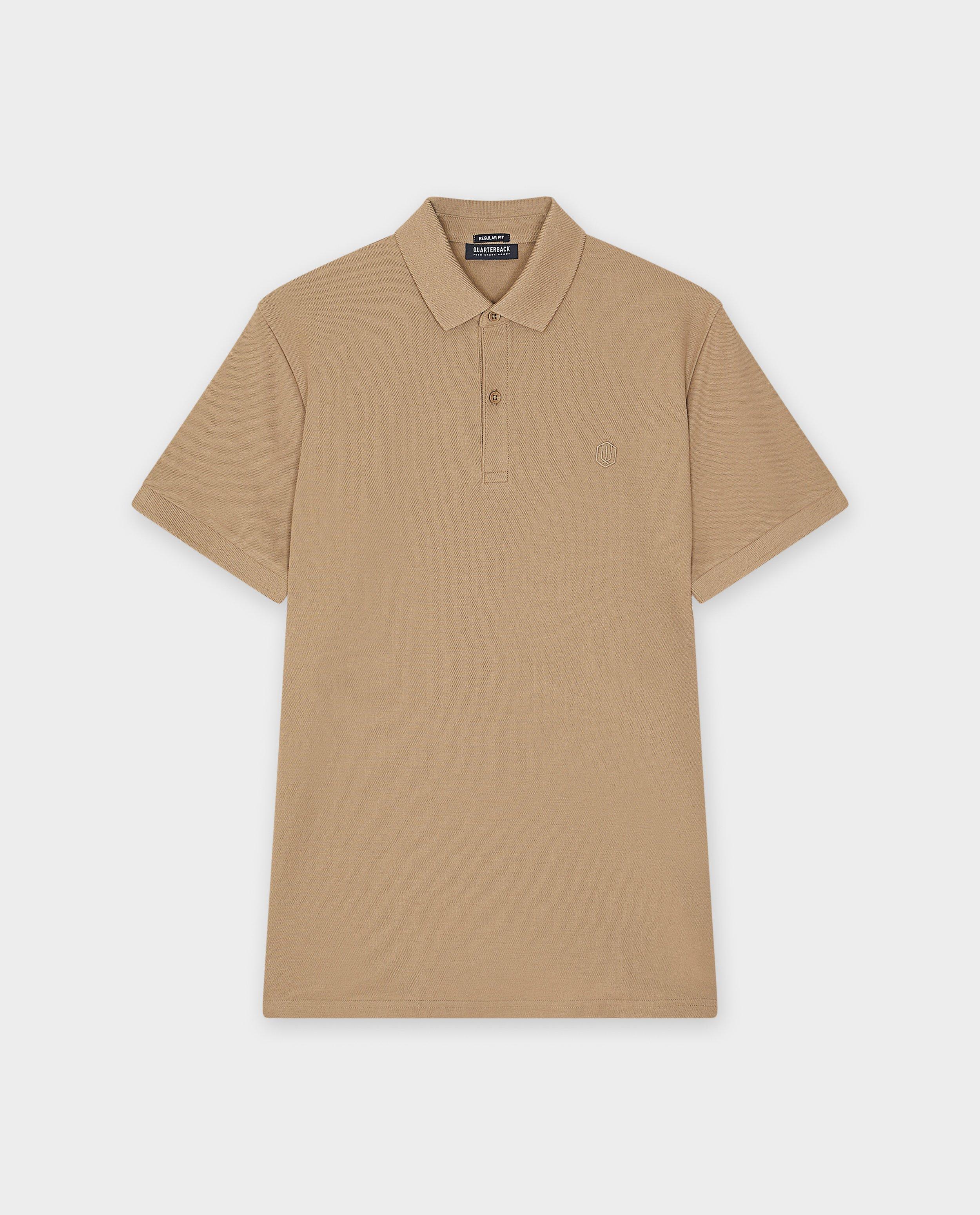 Tricou polo maro Quarterback, croială regulată, maro deschis
