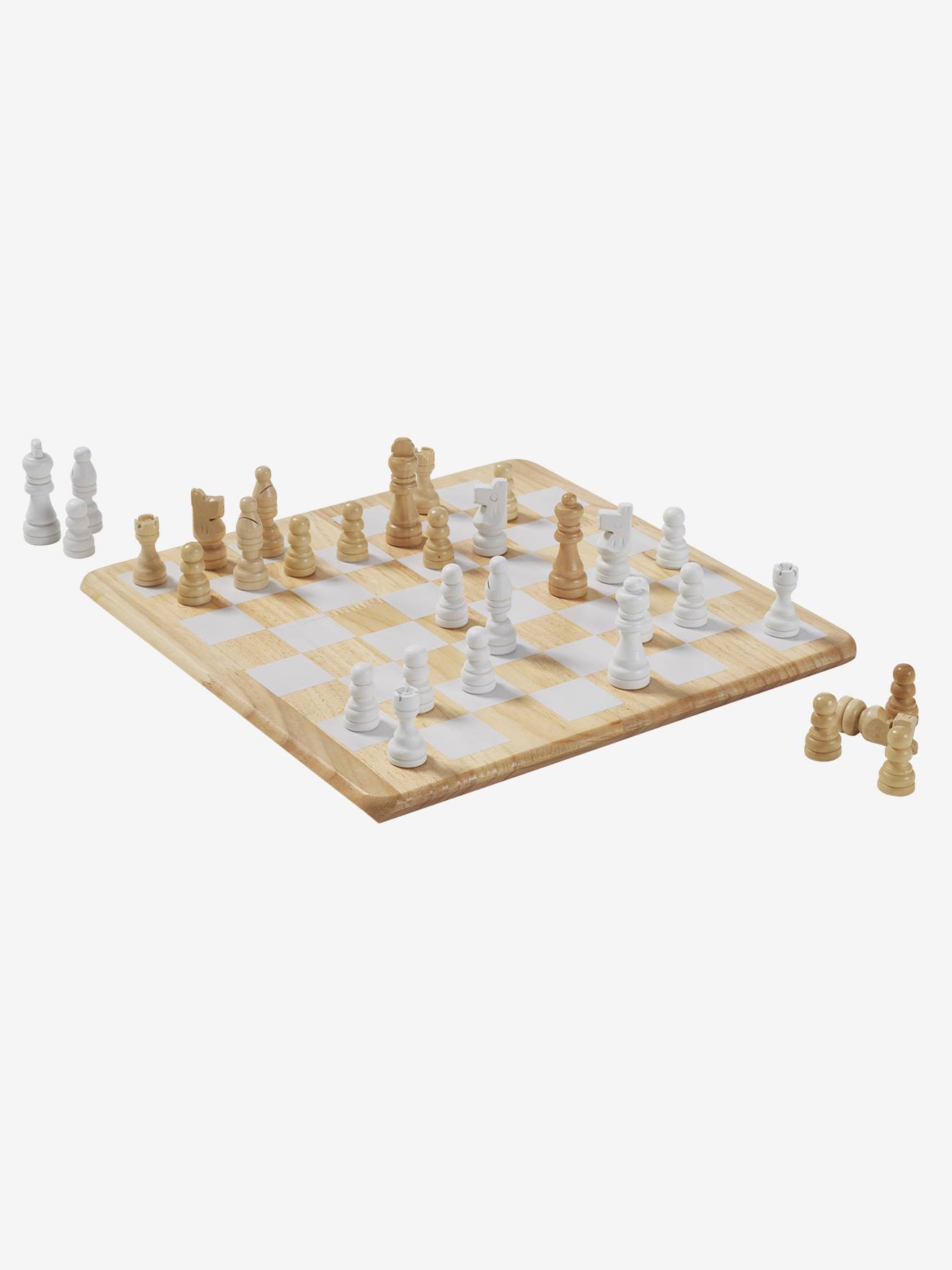 Jeu d'échecs en bois FSC® beige