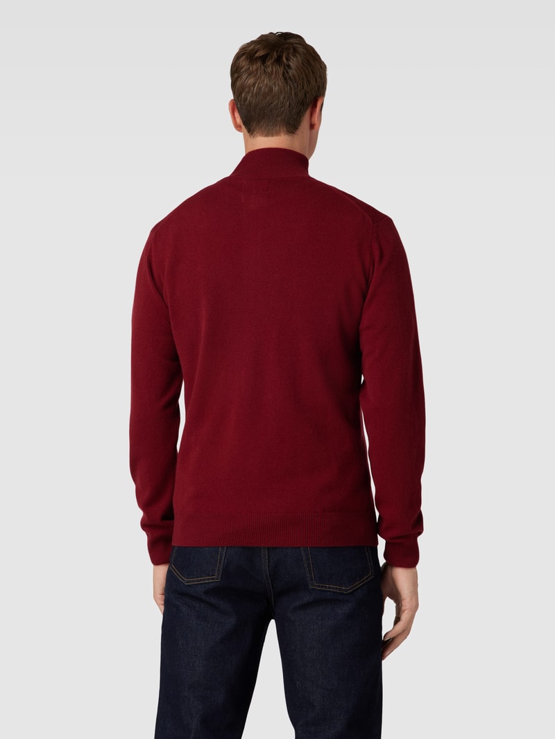 Strickpullover aus Wolle mit kurzem Reißverschluss in bordeaux rot
