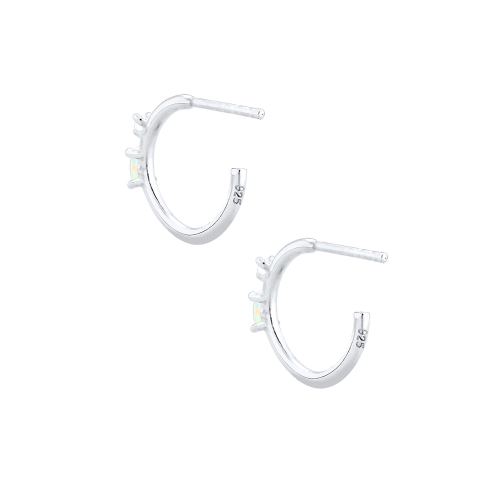 Elli Elli Boucles d'Oreilles Créoles Cristaux Zircone Opale Boucles d'oreilles Femme A Boucles d'oreilles