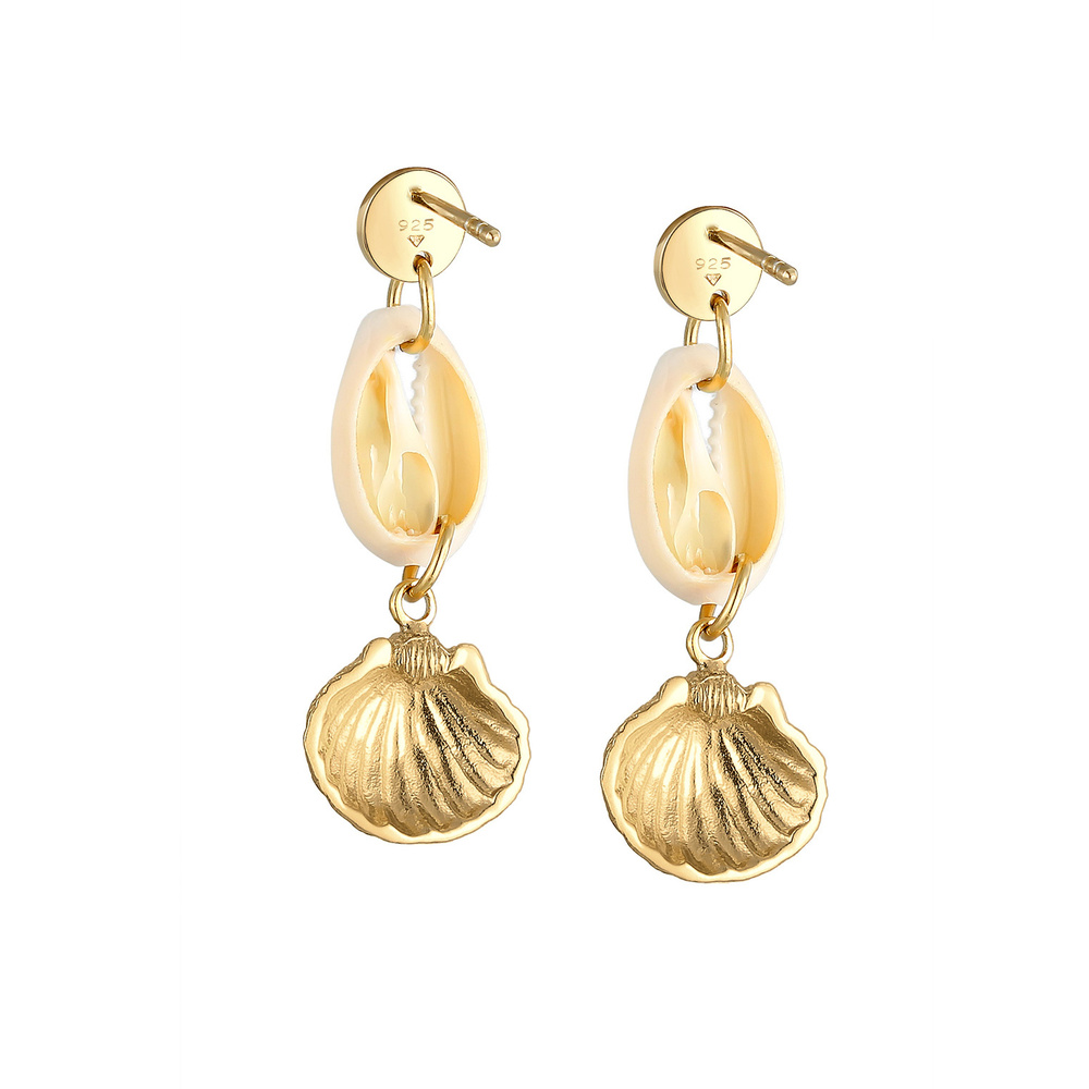 Elli Elli Boucles d'Oreilles Coquillages Été Plage Mer Boucles d'Oreilles Femme - (925 Boucles d'oreilles