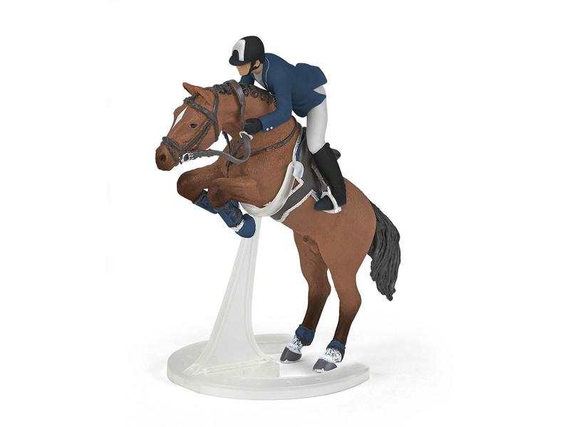 Figurine Cheval de saut d'obstacle et son cavalier