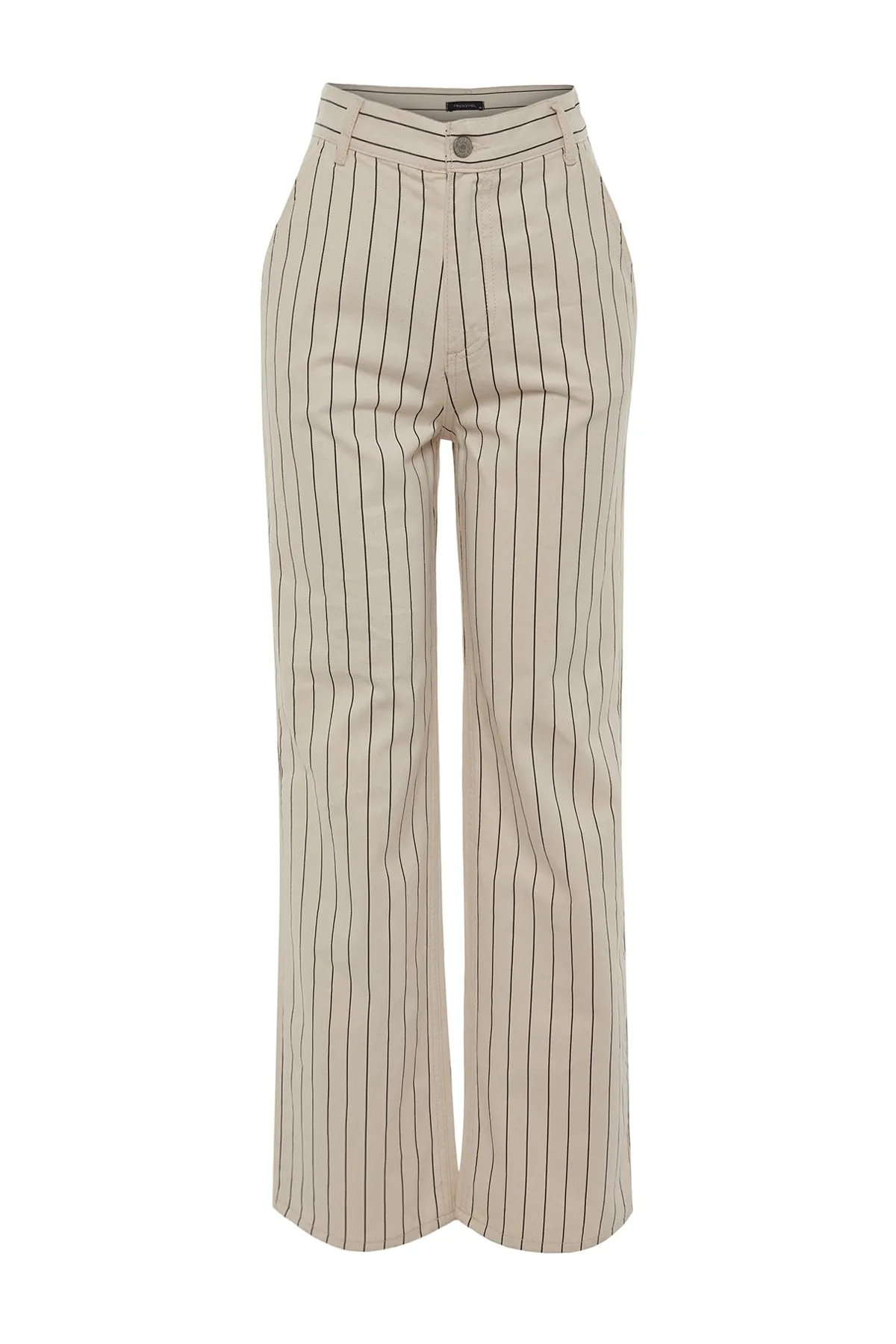 Trendyol Collection  Mehrfarbige, gestreifte Jeans mit hoher Taille und weitem Bein TWOSS23JE00247