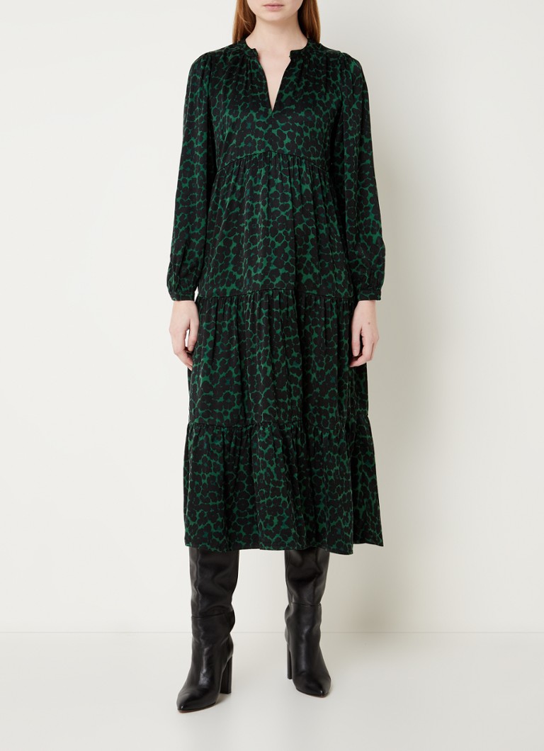 Whistles A-line midi dress with animal print and side pockets