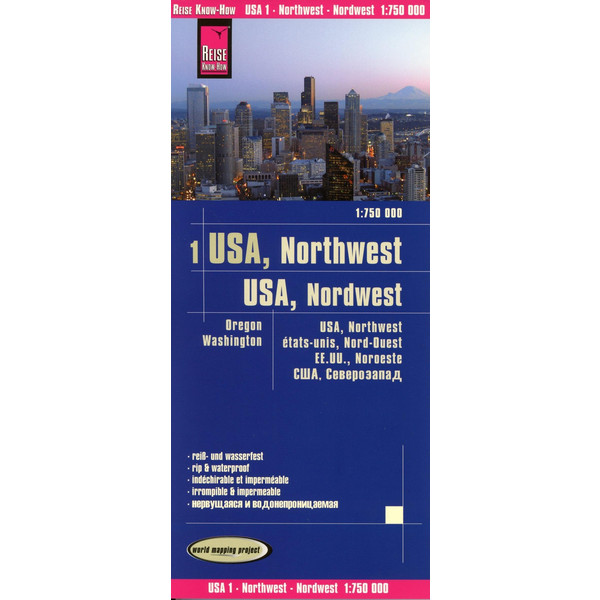 Reise Know-How Landkarte USA 01, Nordwest (1:750.000) : Washington und Oregon - Straßenkarte