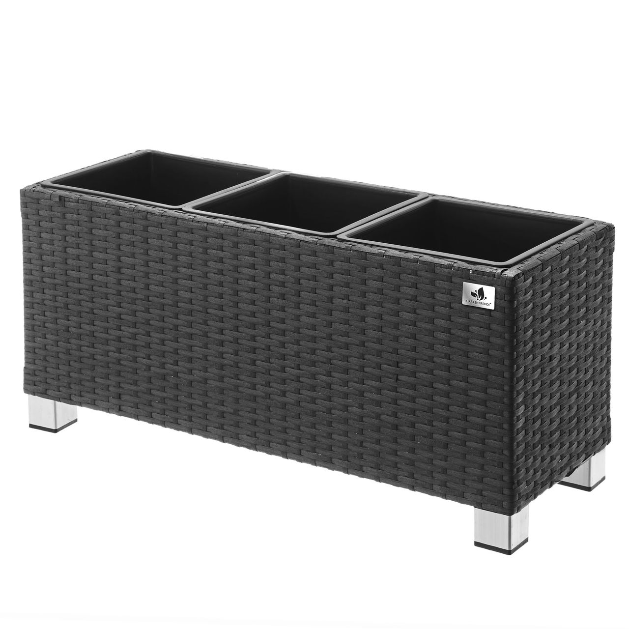 Weles Pflanzkübel Polyrattan 78 x 27 x 34 cm, für Innen und Außen, Kunststoffeinsatz, anthrazit