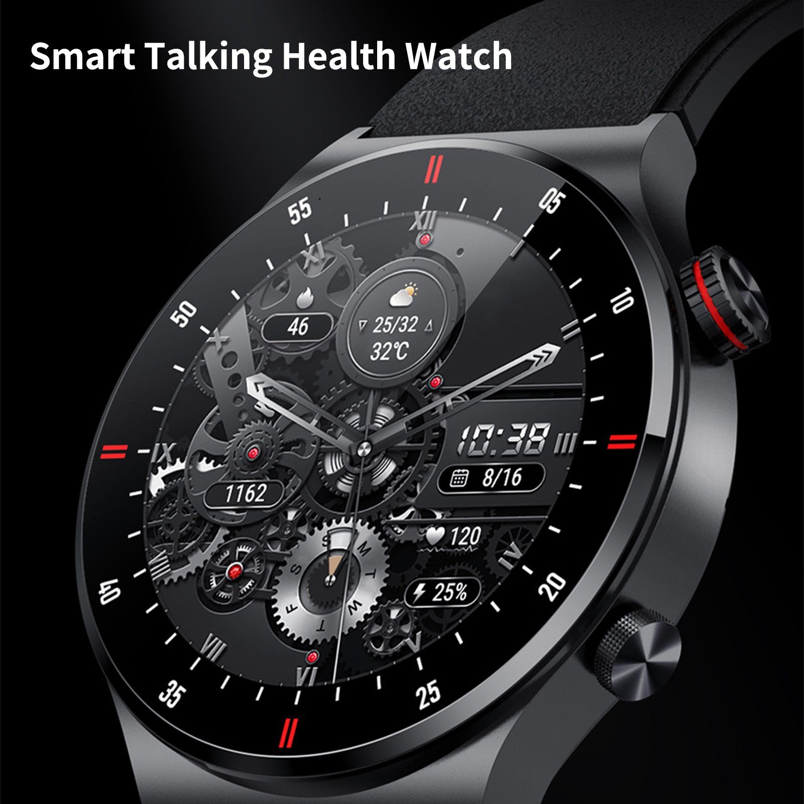 farfi Smart Watch, Gesundheitsüberwachung, IP67 wasserdicht, Business Watch Smartwatch (1.28 Zoll)