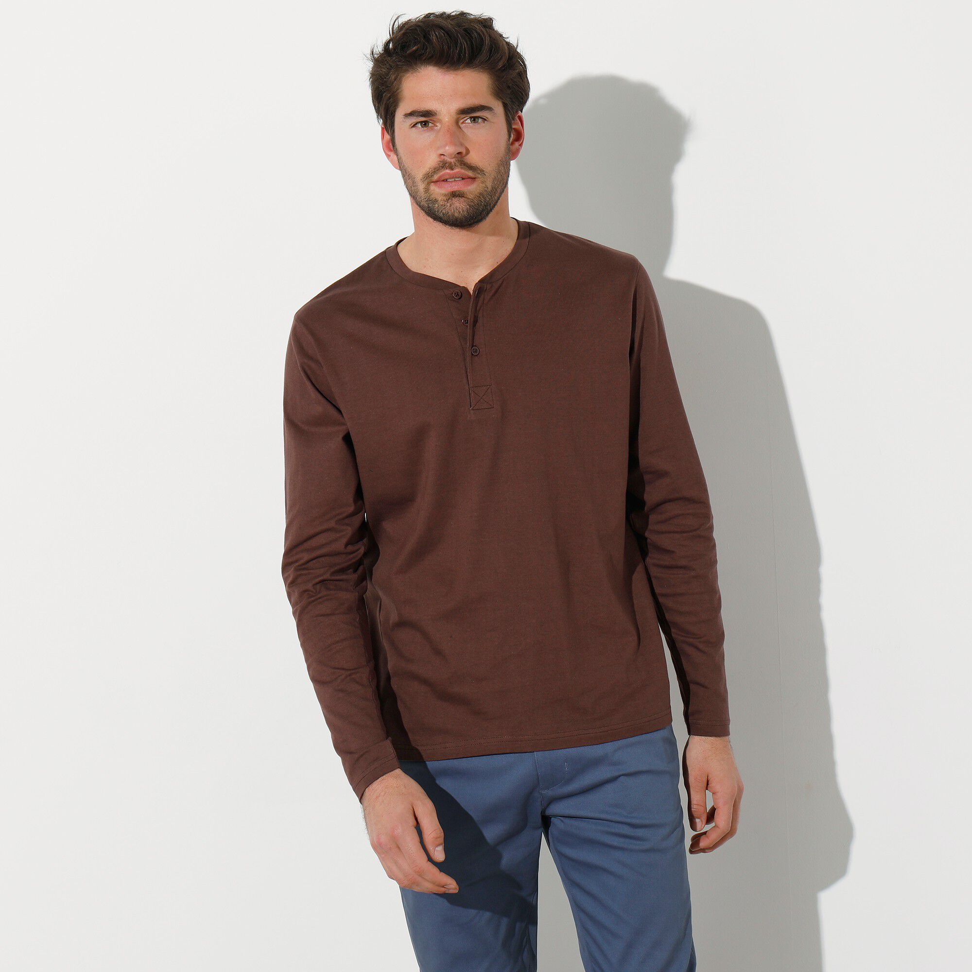 T-shirt col tunisien manches longues