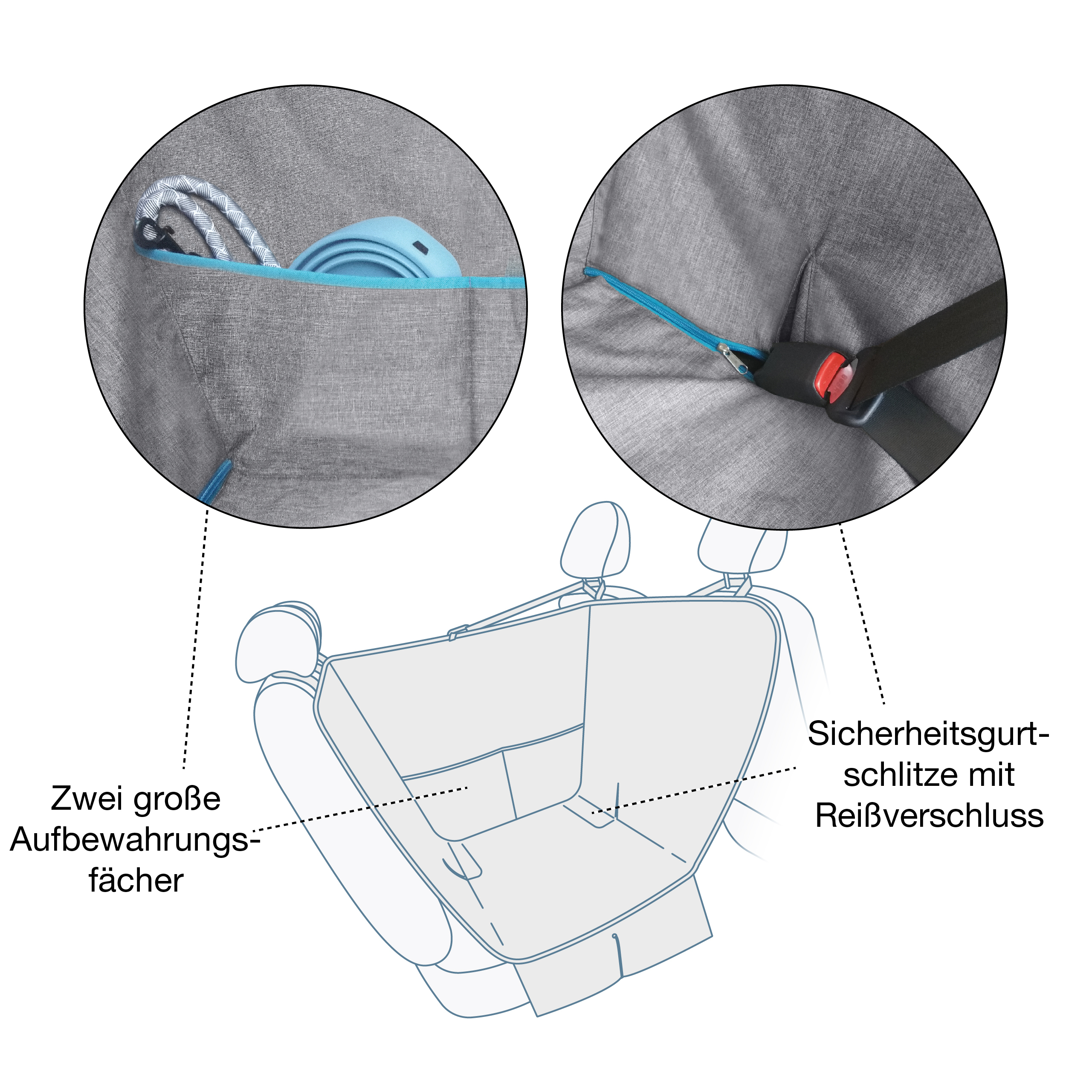 Kurgo Autozubehör Kurgo Halbhängematten-Sitzbezug für Hunde, Grau