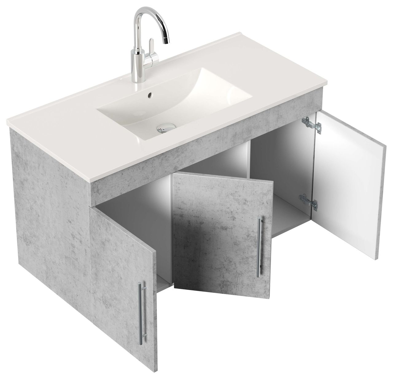 Posseik Badmöbel-Set Teramo 100 cm (5-teilig) Beton EEK: F