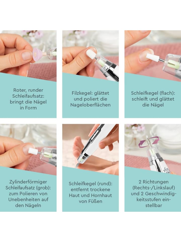 VITALmaxx Mani- & Pediküre-Set mit 5 Aufsätzen günstig kaufen onesize