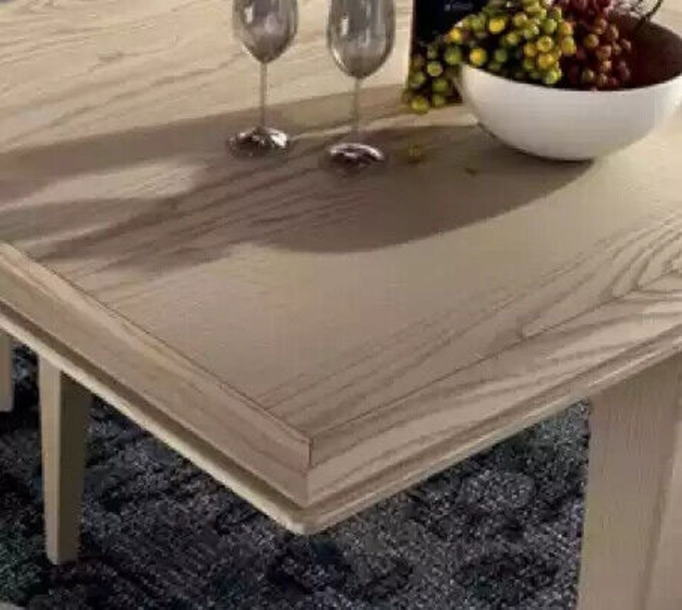 JVmoebel Esszimmer-Set Beige Esszimmer Garnitur Set Tisch 4x Stühle Vitrine, (7-St., Nur Esstisch + 4x Stühle + Sideboard + Vitrine), Made in Italy