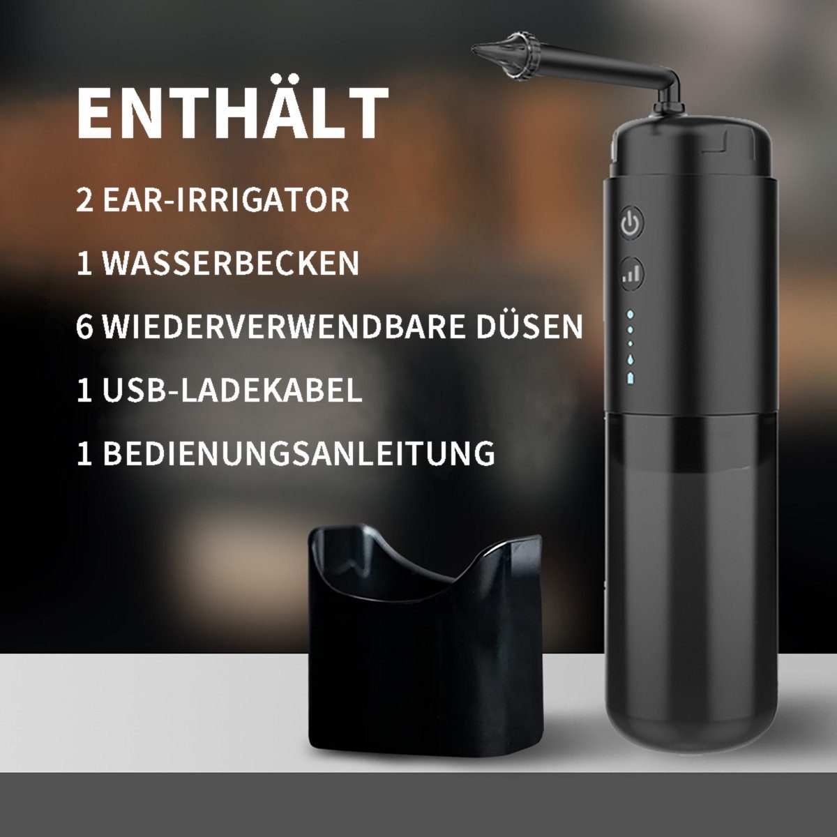 götäzer Ohrenreiniger Ohrenreiniger, wasserbetriebener mit 6 DüsenOhrenreinigungsset, Sicher, effektiv, mit verschiedenen Druckstufen und Düsen erhältlich