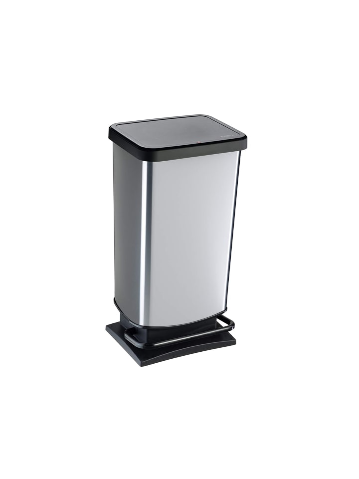 Rotho Paso Mülleimer 40l mit Pedal und Deckel in Silber metallic günstig kaufen onesize