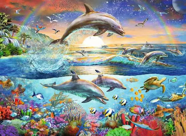 Kinderpuzzle ab 9 Jahren - Delfinparadies - 300 Teile