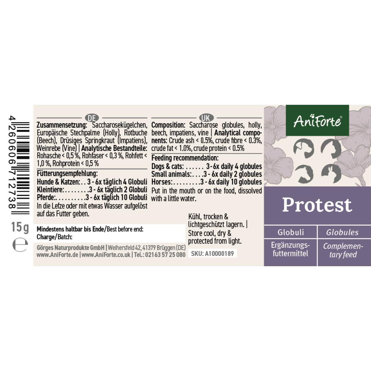 Aniforte Ergänzungsfutter & Aufzucht Aniforte Bachblüten Protest