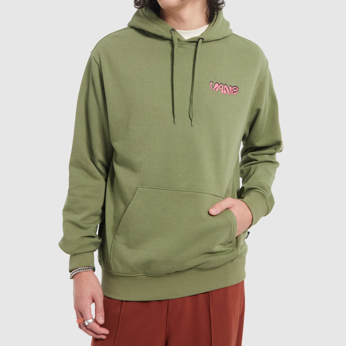 Vans Fiery Friend kapucnis pulóver khaki színben