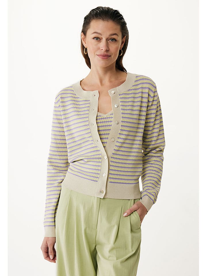Mexx Cardigan in Beige/ Lila günstig kaufen
