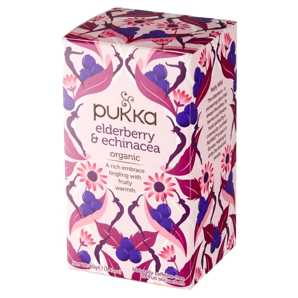 Pukka ekologiškas šeivamedžio uogų ir ežiuolės mišinys, 20 pakelių