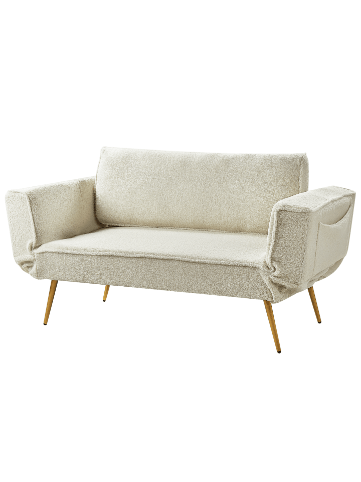 Beliani Schlafsofa SAARELA in Weiß/Gold - (W) 187 x (H) 82 x (L) 75 cm günstig kaufen onesize
