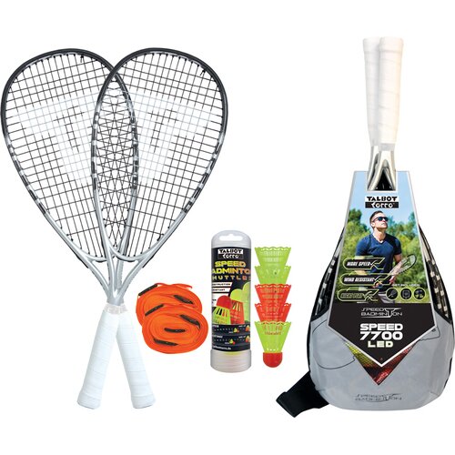 TALBOT-TORRO SPEED-BADMINTON PREMIUM-SET SPEED 7700, 2 KRAFTVOLLE GRAPHIT-COMPOSITE RAC