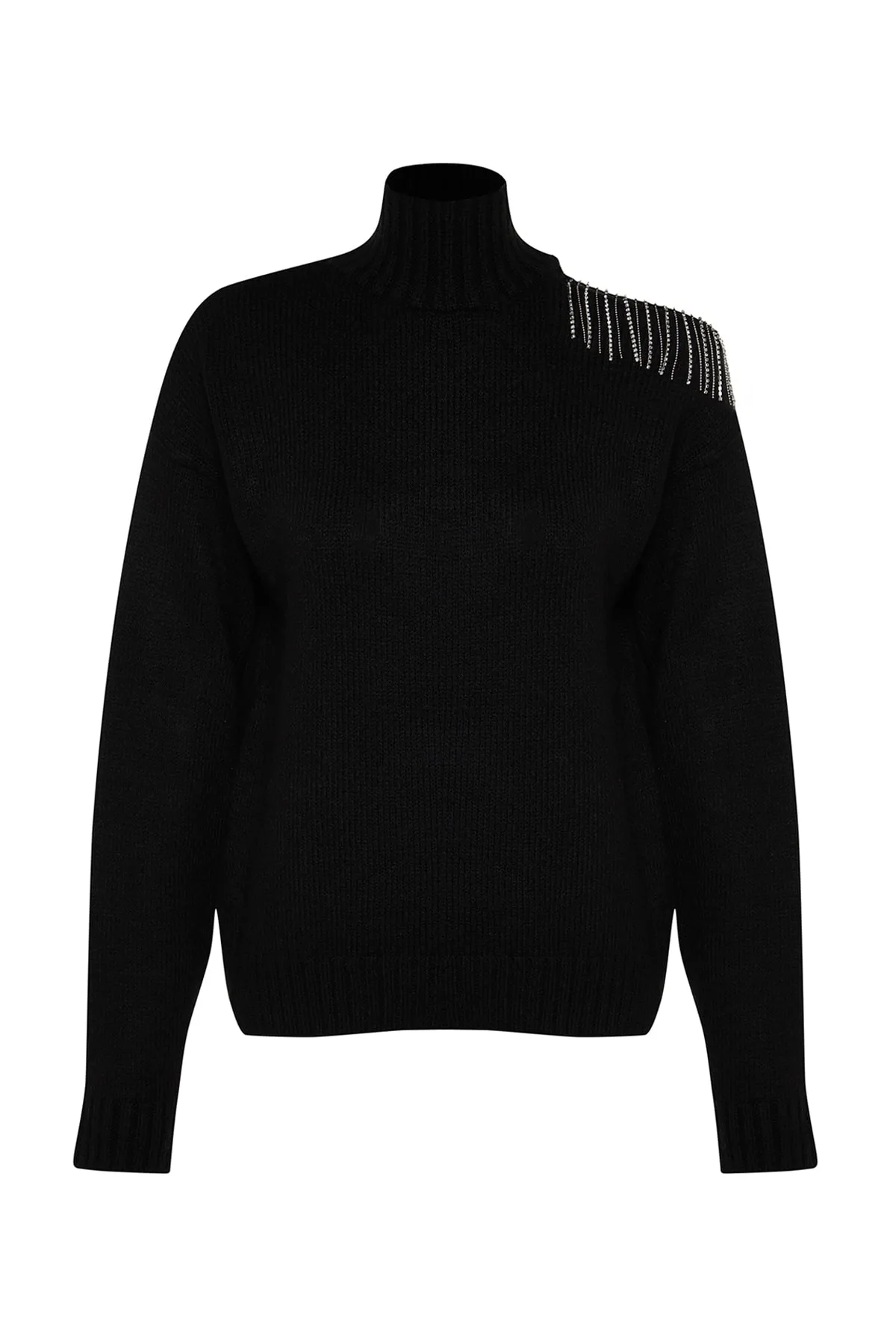 Trendyol Collection  Schwarzer Strickpullover mit Stehkragen TWOAW24KZ00120