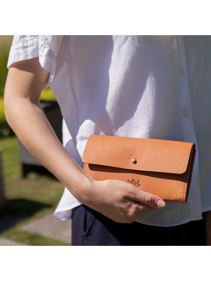 SID & VAIN Leder-Geldbörse echt Leder Geldbeutel Damen groß natural-hell-tan in beige günstig kaufen onesize