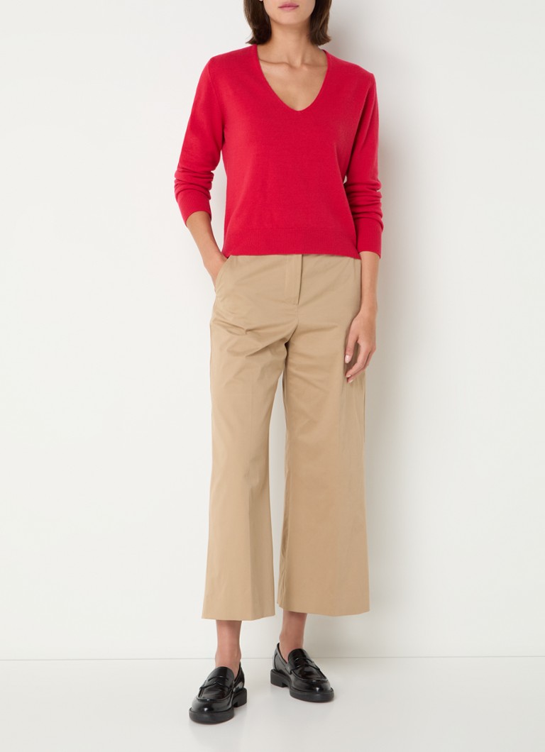 Maglione Benetton in lana vergine a maglia fine con scollo a V