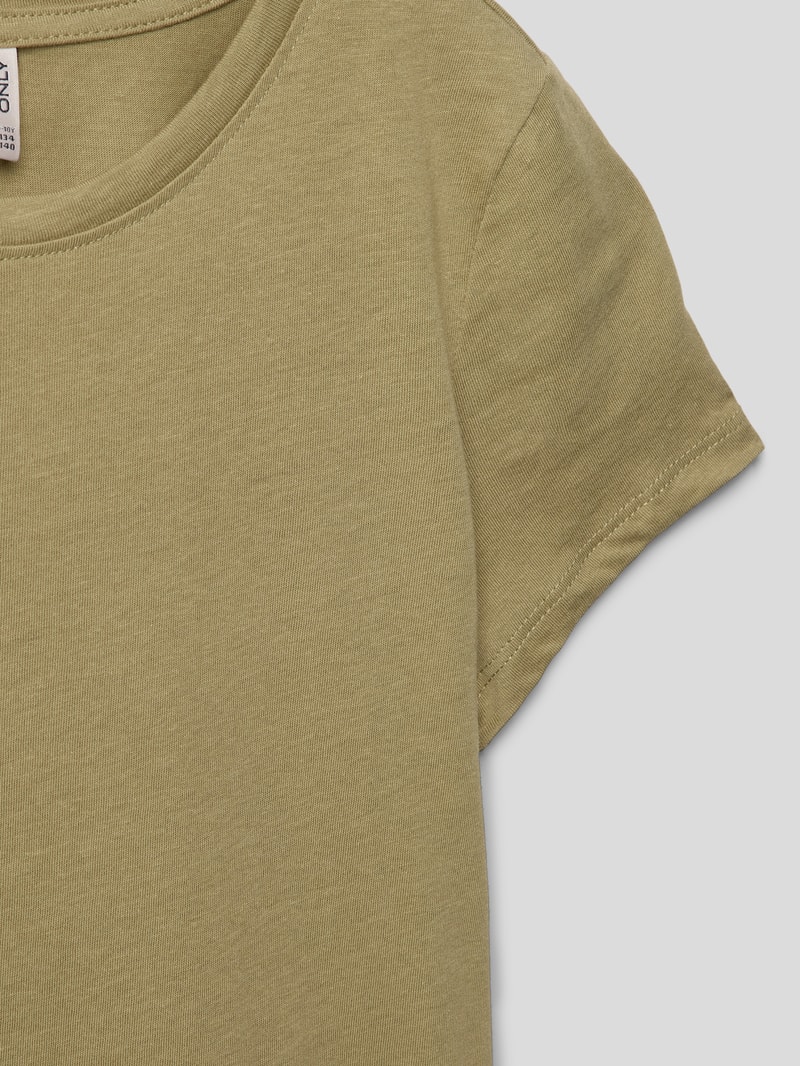 T-Shirt mit geripptem Rundhalsausschnitt Modell 'STELLA' in olivgrün