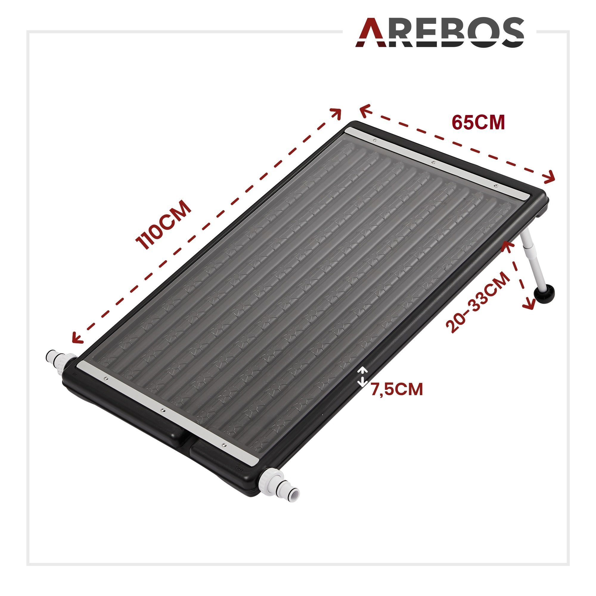 Arebos Solarabsorber Solarmatte Pool Solarheizung Poolheizung Solar Heizung, 0,72 m² Absorberfläche, Stück, Poolheizung, Wasser Erhitzung durch Solar