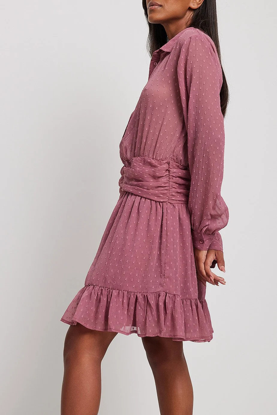Mini-Kleid mit Dobby-Taillen-Detail