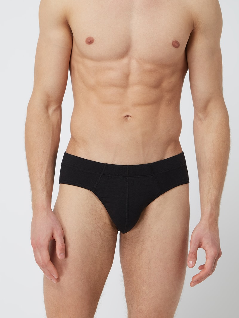 Slip mit Stretch-Anteil im 3er-Pack in schwarz
