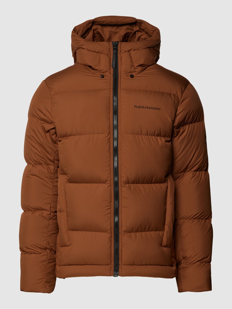 Daunenjacke mit Kapuze Modell 'Rivel' in mittelbraun