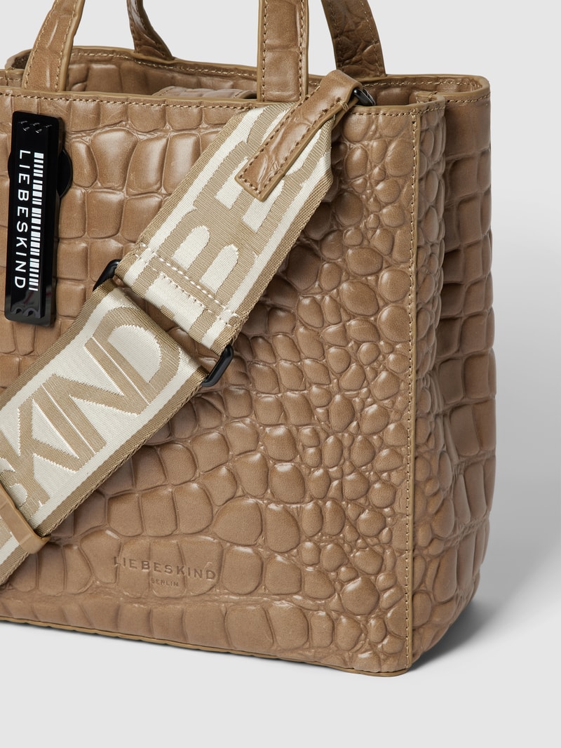Tote Bag in Reptil-Optik Modell 'Paper Bag' in schlamm