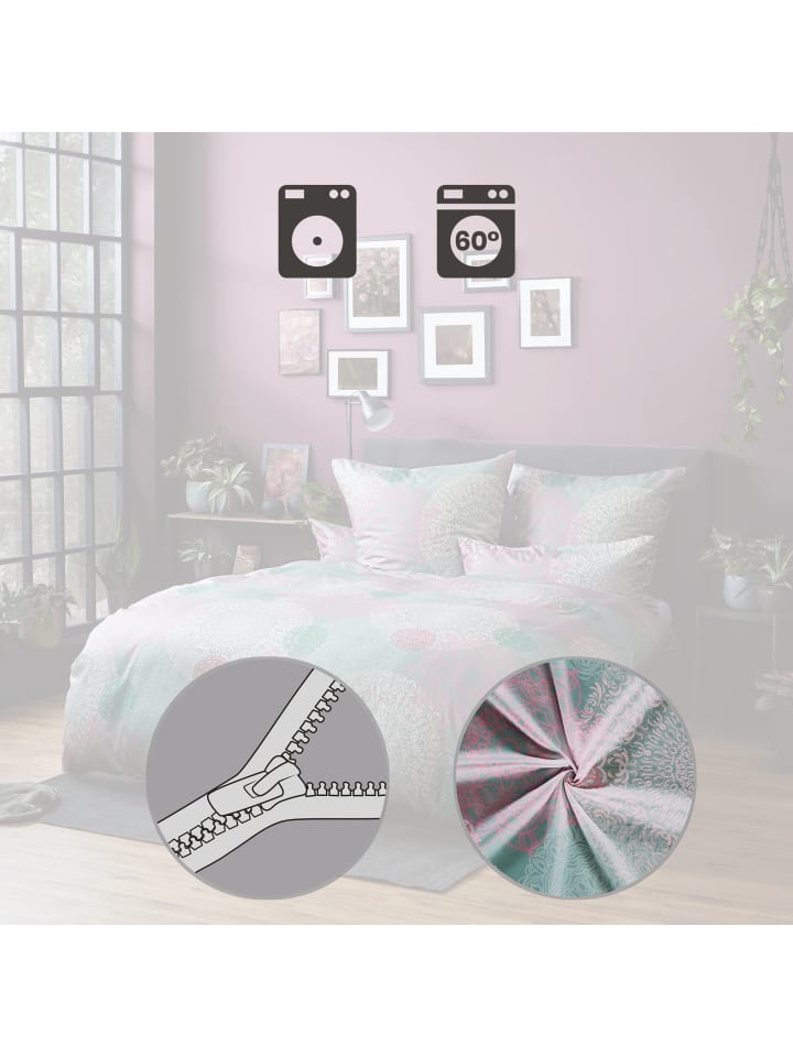REDBEST Satin Bettwäsche in jade-rosé günstig kaufen
