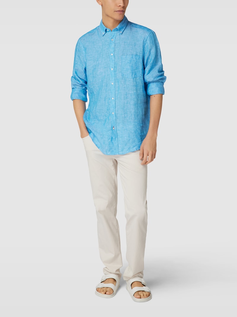 Freizeithemd mit Button-Down-Kragen in aqua blau
