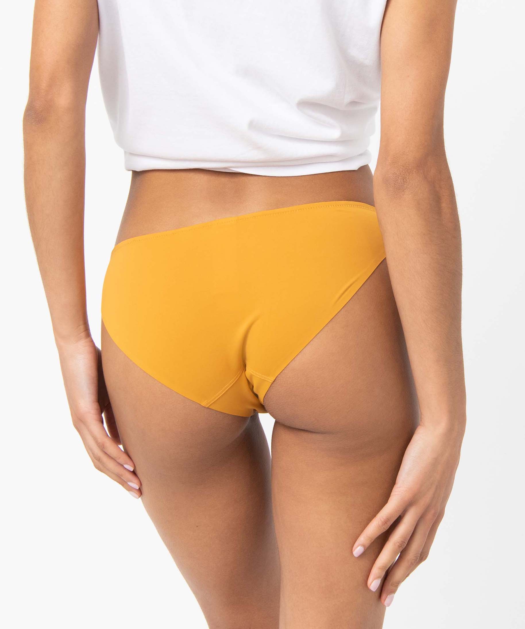 Culotte femme en microfibre et dentelle (lot de 2) jaune | GEMO