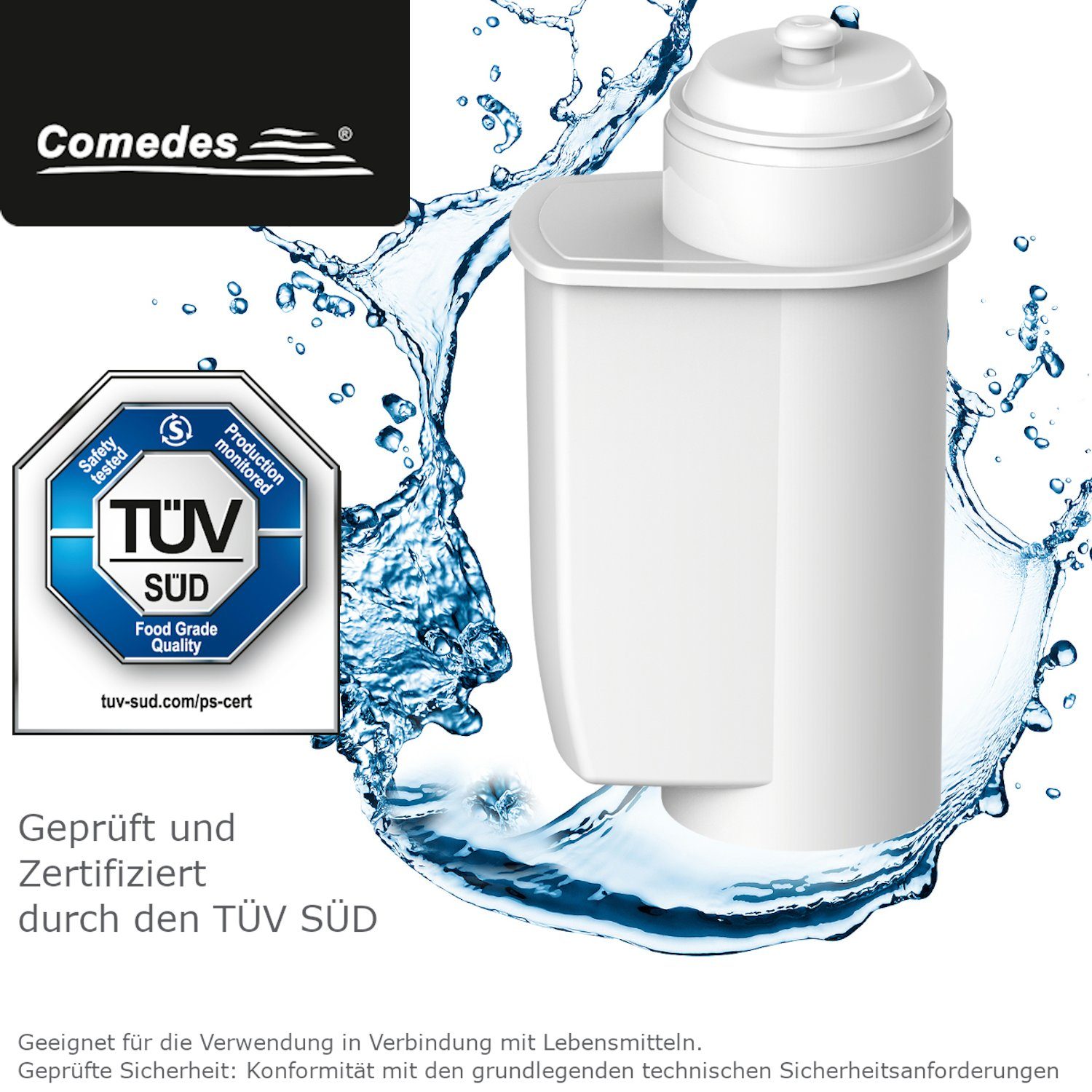 Comedes Wasserfilter 4er Set passend für Siemens EQ Serie, Bosch Vero Series, Zubehör für einsetzbar statt Siemens TZ70003, TZ70033, Bosch TCZ7003, 12008246 467873, einsetzbar statt BRITA Intenza TZ70003, 1016723 575491
