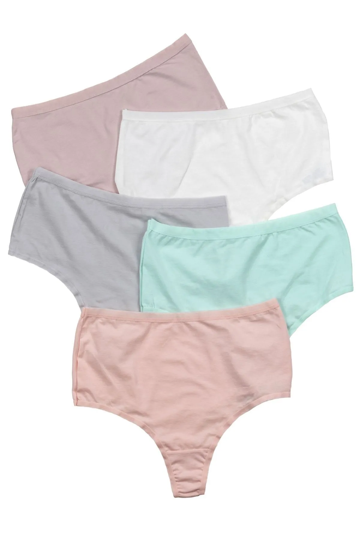 Nicoletta  Damenhöschen, Tanga mit hoher Taille, große Größe, 5er-Pack, Lachsfarben