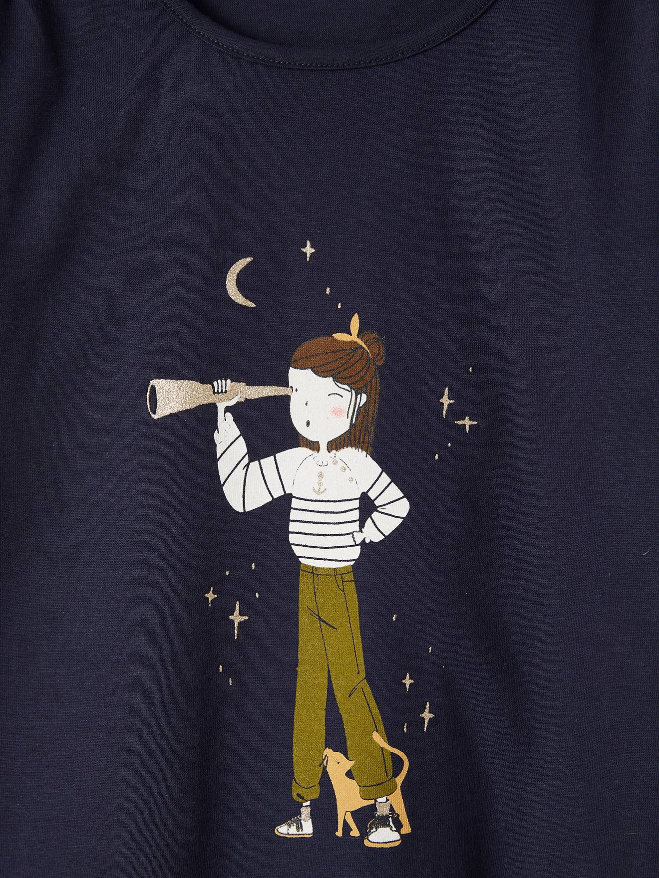 Tee-shirt grily fille détails irisés. bleu marine