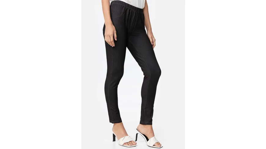 NUR DIE Damen Treggings in Jeans-Optik schwarz