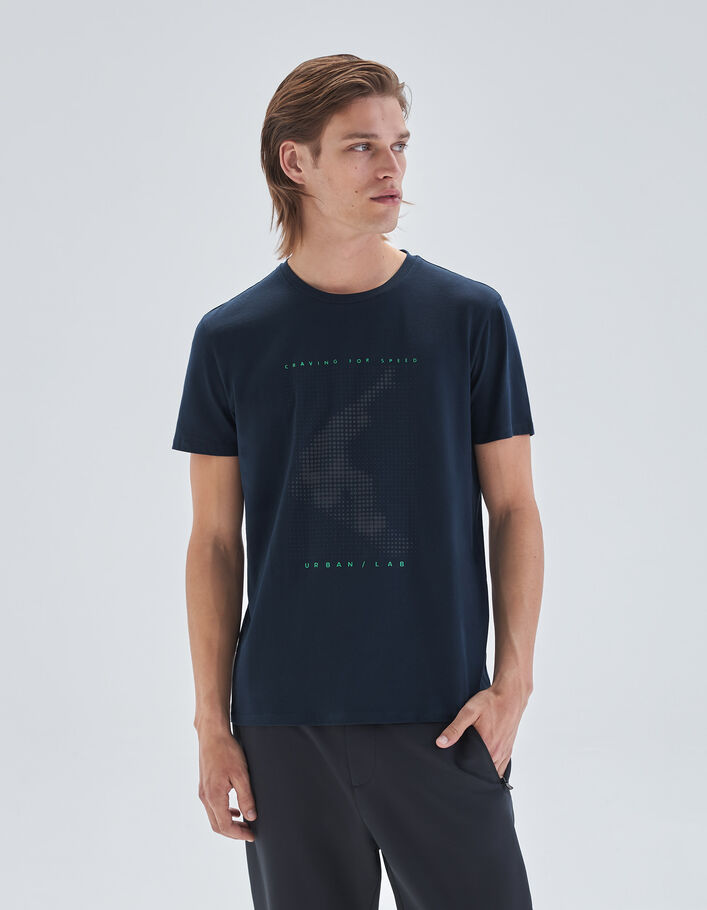 T-shirt marine visuel optique DRY FAST Homme