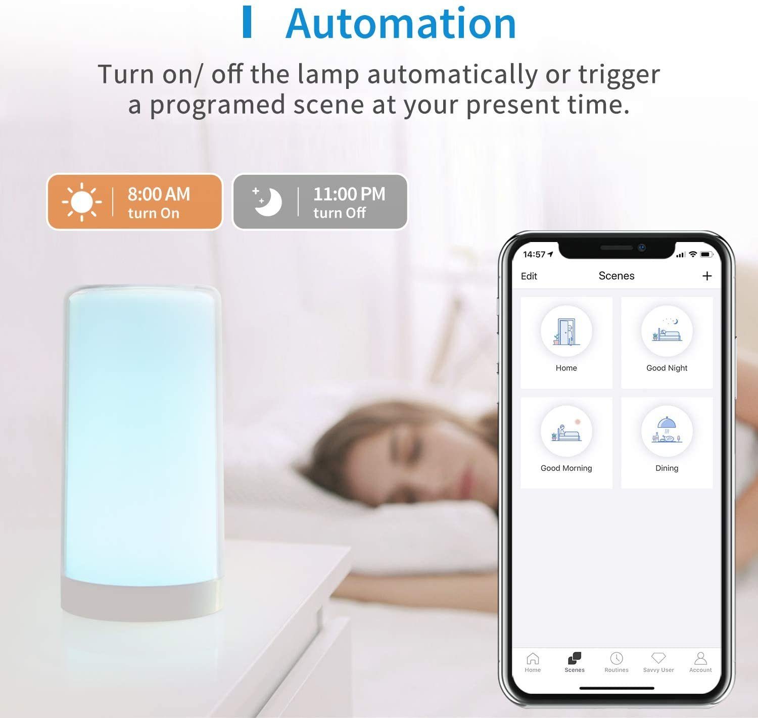 Meross Smarte LED-Leuchte Meross Smart Wi-Fi Ambient Light - smarte LED-Tischlampe, LED fest integriert, Tageslichtweiß, warmweiß, kaltweiß, bunt, 16 Mio. Farben, 2700-6500K dimmbares Weiß, Tischlampe, Tischleuchte, stellbar