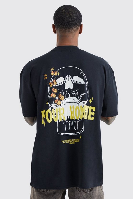 Oversize T-Shirt mit Pour Homme Totenkopf-Print