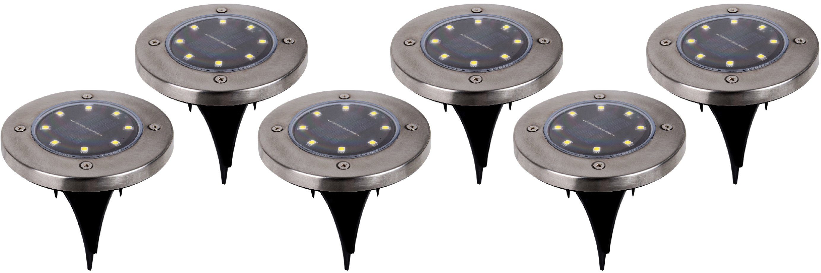 näve LED Gartenleuchte Kian, LED fest integriert, Warmweiß, LED Solar-Boden-Erdspieß, 6er Set